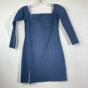 Olivaceus Off the Shoulders Mini Rayon Dress Navy Medium 3/4 sleeves Spandex